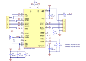 Schematic diagram for the DRV8824/DRV8825 stepper motor driver carrier