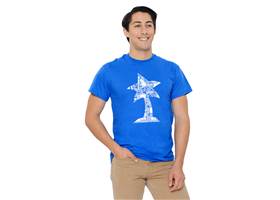 The Pololu royal blue circuit logo T-shirt, front