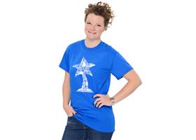 The Pololu royal blue circuit logo T-shirt, front