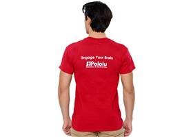 The Pololu cardinal red circuit logo T-shirt, back (1)