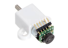 Magnetic Encoder Kit for Micro Metal Gearmotors assembled with 2mm-pitch male header pins installed over the motor