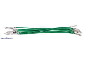 Wire with pre-crimped terminals 10-pack 3" M-F green