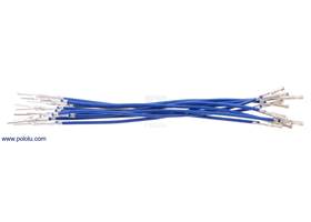 Wire with pre-crimped terminals 10-pack 3" M-F blue