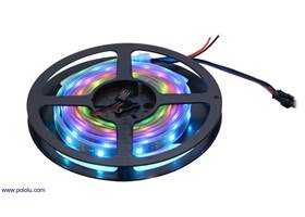 A 2-meter, 60 LED addressable RGB LED strip on the included reel.