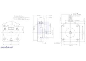 Dimensions (in mm) of the SS2421-50XE100 42×24.5mm Sanyo pancake stepper motor with encoder.