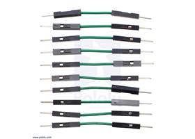 Premium Jumper Wire 10-Pack M-M 1&quot; Green.