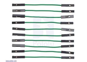 Premium Jumper Wire 10-Pack F-F 2&quot; Green.