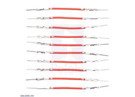 Wires with Pre-crimped Terminals 10-Pack M-M 1&quot; Red.