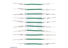 Wires with Pre-crimped Terminals 10-Pack M-M 1&quot; Green.