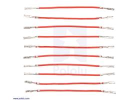 Wires with Pre-crimped Terminals 10-Pack F-F 2&quot; Red.