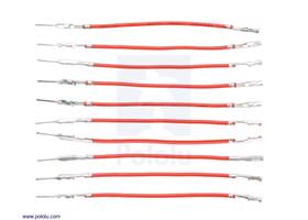 Wires with Pre-crimped Terminals 10-Pack M-F 2&quot; Red.