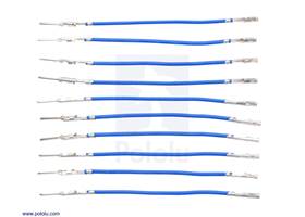 Wires with Pre-crimped Terminals 10-Pack M-F 2&quot; Blue.