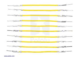 Wires with Pre-crimped Terminals 10-Pack M-M 2&quot; Yellow.