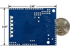 Pololu Dual G2 High-Power Motor Driver 18v18 or 24v14 Shield for Arduino, bottom view with dimensions