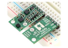 Two Pololu AltIMU-10 v4 modules in a breadboard
