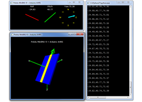 Visualization of AHRS orientation calculated from MinIMU-9 readings