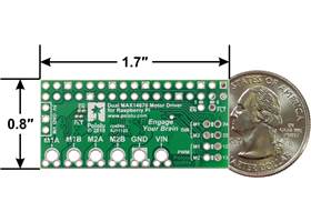Dual MAX14870 Motor Driver for Raspberry Pi, top view with dimensions.