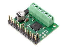 TB67H420FTG Dual/Single Motor Driver Carrier with included headers and terminal blocks soldered.