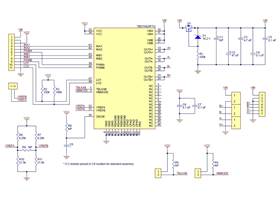 Schematic diagram of the TB67H420FTG Dual/Single Motor Driver Carrier.