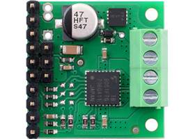 TB9051FTG Single Motor Driver Carrier with included headers and terminal blocks soldered (top view).