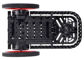 Top view of the Balboa Chassis with Stability Conversion Kit and 80×10mm Pololu Wheels.