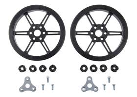 Pololu Multi-Hub Wheel w/Inserts for 3mm and 4mm Shafts &#8211; 80×10mm, Black, 2-pack.