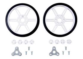 Pololu Multi-Hub Wheel w/Inserts for 3mm and 4mm Shafts &#8211; 80x10mm, White, 2-pack.