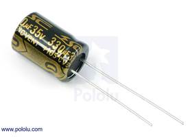 Capacitor: 330 uF, 35 V, electrolytic, radial