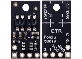 QTR-HD-02RC Reflectance Sensor Array, front and back views.