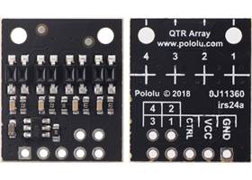 QTR-HD-04RC Reflectance Sensor Array, front and back views.
