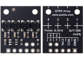 QTRX-HD-04RC Reflectance Sensor Array, front and back views.