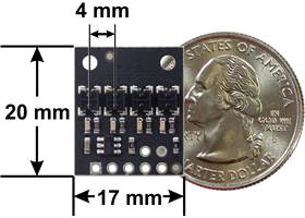 QTRX-HD-04RC Reflectance Sensor Array dimensions.