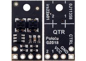 QTRX-HD-02A Reflectance Sensor Array, front and back views.