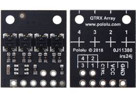 QTRX-HD-04A Reflectance Sensor Array, front and back views.