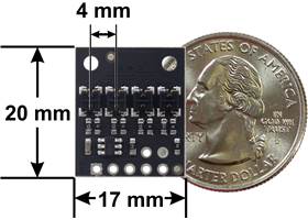 QTRX-HD-04A Reflectance Sensor Array dimensions.