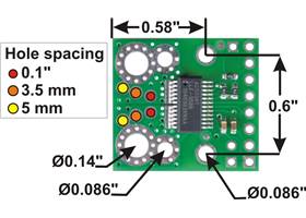 ACS709 current sensor carrier mounting holes and current inputs