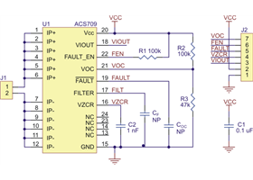ACS709 current sensor carrier schematic diagram