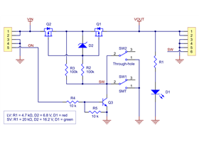 Schematic diagram of MOSFET Slide Switch with Reverse Voltage Protection