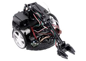 The Romi with Robot Arm and various electronics to enable RC control.