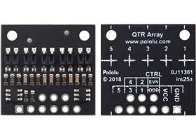 QTR-HD-05RC Reflectance Sensor Array, front and back views.