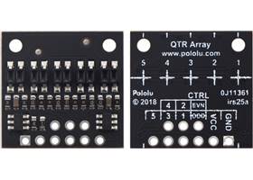 QTR-HD-05A Reflectance Sensor Array, front and back views.