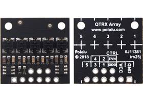 QTRX-HD-05RC Reflectance Sensor Array, front and back views.