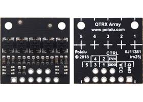 QTRX-HD-05A Reflectance Sensor Array, front and back views.