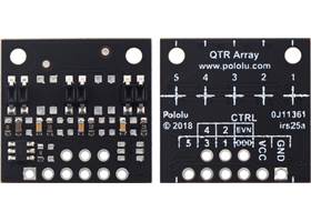 QTR-MD-03RC Reflectance Sensor Array, front and back views.