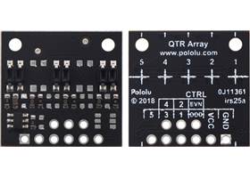 QTR-MD-03A Reflectance Sensor Array, front and back views.