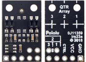 QTR-MD-02RC Reflectance Sensor Array, front and back views.