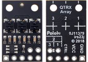 QTRX-HD-03RC Reflectance Sensor Array, front and back views.