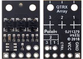 QTRX-HD-03A Reflectance Sensor Array, front and back views.