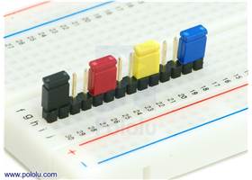0.100&quot; (2.54 mm) shorting blocks of assorted colors on a 0.1&quot; header strip
