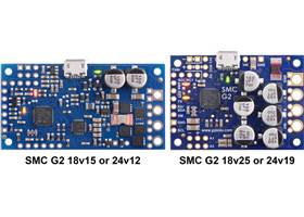 Side-by-side comparison of the different G2 Simple Motor Controllers.